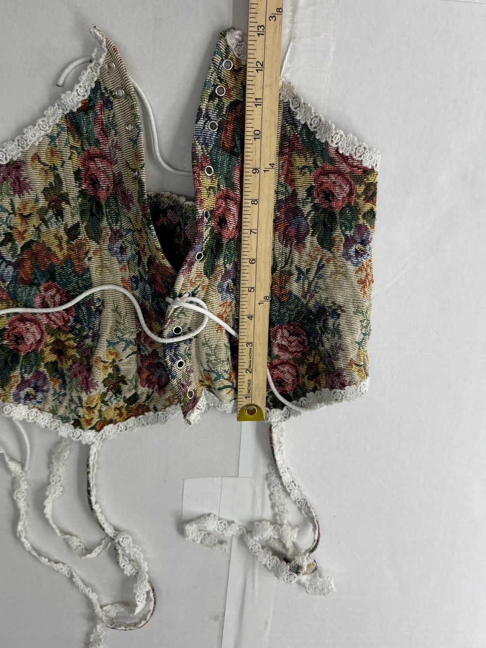 Renaissance tie up corset floral print corset top mid-evil corset - Picture 3 of 11